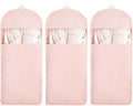Space Saving Hanging Garment Bag with Self Compression Zipper，Dust Cover Clothes Bags for Down Coat,Dress,Suit，Closet Storage Organizer for Home Travel Use (Pink, XL)