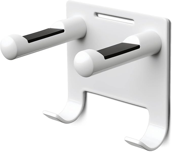 Hair Dryer Holder Stainless Steel Chromed (White with Hooks)