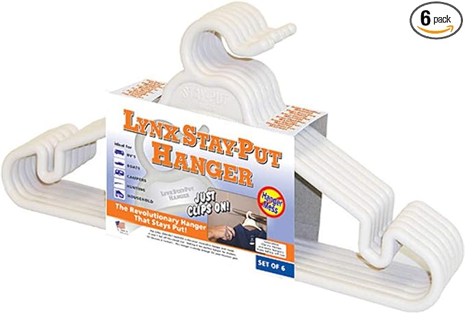 Tri-Lynx 1200W Lynx Stay-Put Hanger (6 pack), White
