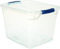 Rubbermaid Clever Store Latching Storage Tote Container, Clear, 30-Qt (FG3Q2500CLMCB)