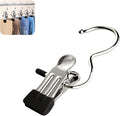 Clothes Pins, 15 Pack Hanger Hooks, Stainless Steel Laundry Clips, Travel Hangers, Towel Clips, Small Clothes pin for Closet Hanging, Space Saving Hanger Clips for Pants, Jeans, Hats, Boot(15P+Black)