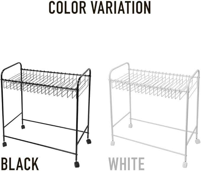 Japard Pants Organizer Rack Trolley with 24 Double Hangers Rolling Trouser Metal Rack, Space Saving Closet - 48 Storage Pants Jeans Scarf (White - 24 Hangers)