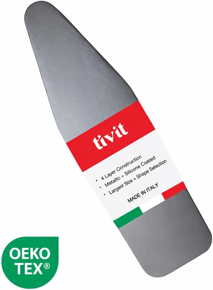TIVIT Ironing Board Cover for Handi-Press Iron-A-Way Wall Mounted Ironing Boards 42-46" Long Adjustable Straps, Alumitek, Scorch Resistant, Thick Padding - Made in Italy - Oeko-TEX Certified
