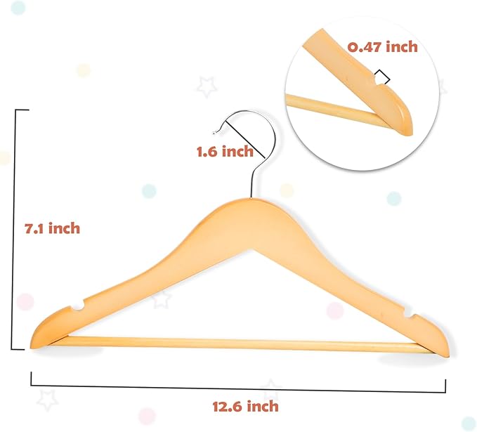 ELONG HOME Baby Hangers, 20 Pack Natural Wooden Kids Hangers for Closet, Premium Children's Clothes Hangers with 360° Swivel Hook