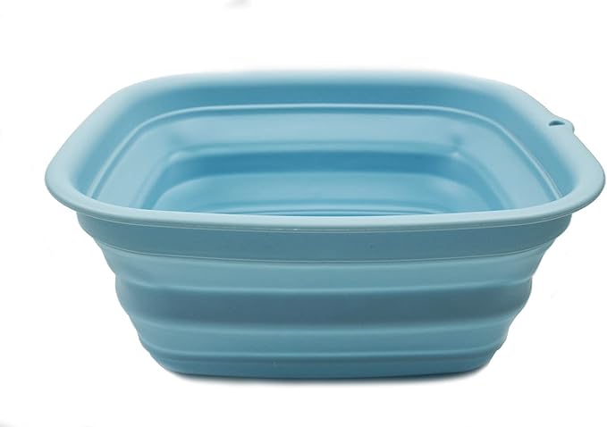 SAMMART 7.7L (2 Gallon) Collapsible Tub - Foldable Dish Tub - Portable Washing Basin - Space Saving Plastic Washtub (Sea Angel, S)