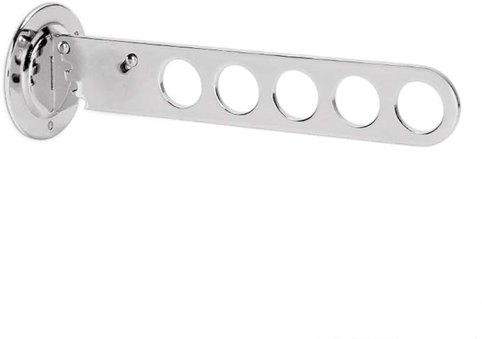 Silver Wall Mount Clothes Hanger, Folding Stainless Steel Clothing Multiple Hook Wardrobe Hanging, Metal Clothes Rack Wall Coat Hooks with Swing Arm Holder for Laundry Room Bathroom Bedroom Kitchen