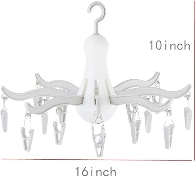 Rogess Octopus Drying Hanger, Clothes Drying Hanger with Clips, Sock Hanger for Drying, 8-Claw Octopus Hanging Dryer with 16 Clips Small Hanger, Travel, Indoor Outdoor use (Pink)
