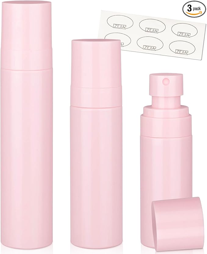 ZEJIA Small Spray Bottle, 3Pack Travel Spray Bottle, Empty Fine Mist Plastic Spray Bottles, with 6pcs Labels (60ML+80ML+100ML)