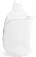 Hanging Laundry Bag Small Hanging Hamper Foldable Mesh Hamper Collapsible Wall Mounted Storage Bag for Home Hotel Office, White