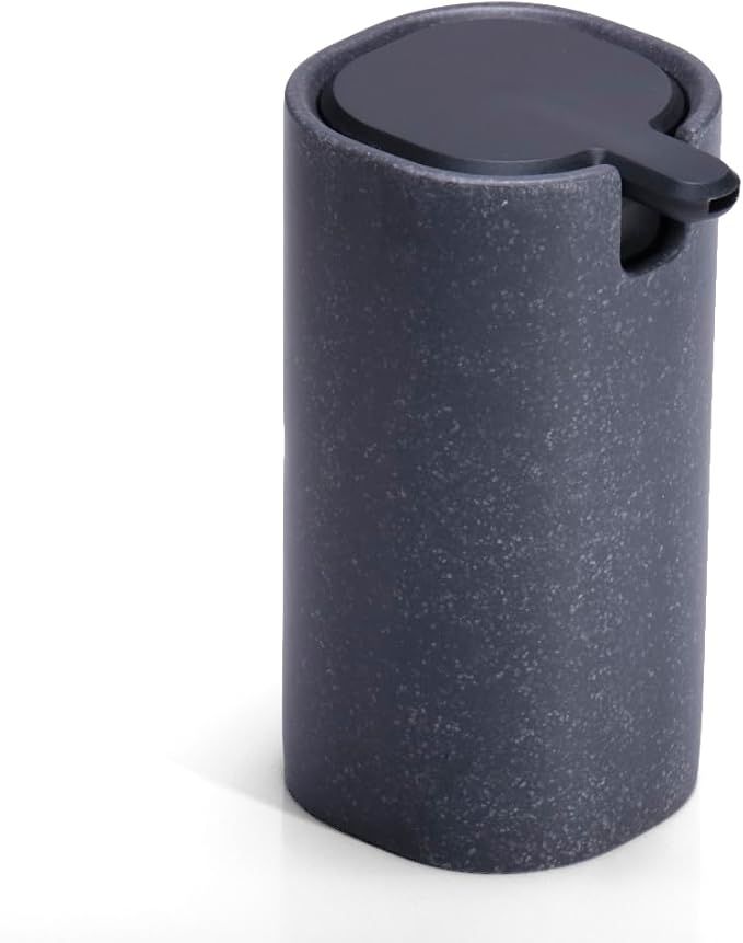 LINE+ARC Modern Easy-to-Press Soap Dispenser (Slate). Cute Bathroom Gray Marble Kitchen Sink Ergonomic Liquid Lotion Shampoo Conditioner