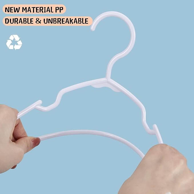 80 Pack White Kids Hangers 11.6 Inch - Baby Clothes Hangers for Toddler & Child, Durable Plastic Children's Hangers for Closet, Pants, Coats, Skirts (Non-Slip, Space-Saving)