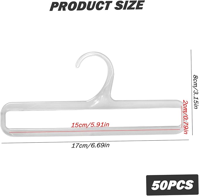 Pants Hangers Scarf Hanger 50Pcs 6.7X3.2In Flexible Leggings Hanger Rectangular Pants Hangers Windproof Pp Clothes Hangers for Home Dorm Hotel, White