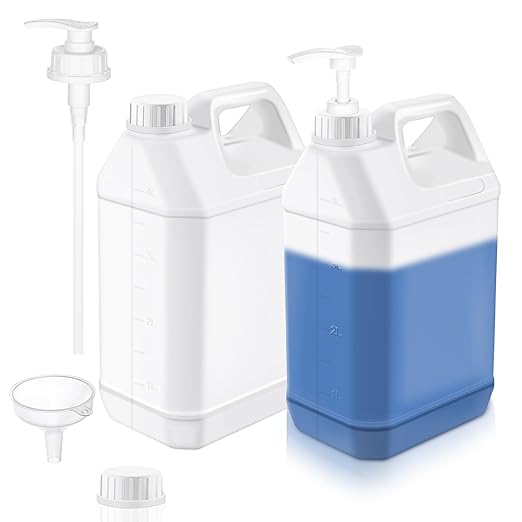 mwellewm 2 Pcs 1 Gallon Jugs with Caps Empty Plastic Gallon Containers with Lids Oil Container Automotive Square Plastic Storage Bottle for Liquids Water Laundry Detergents Home and Commercial Use