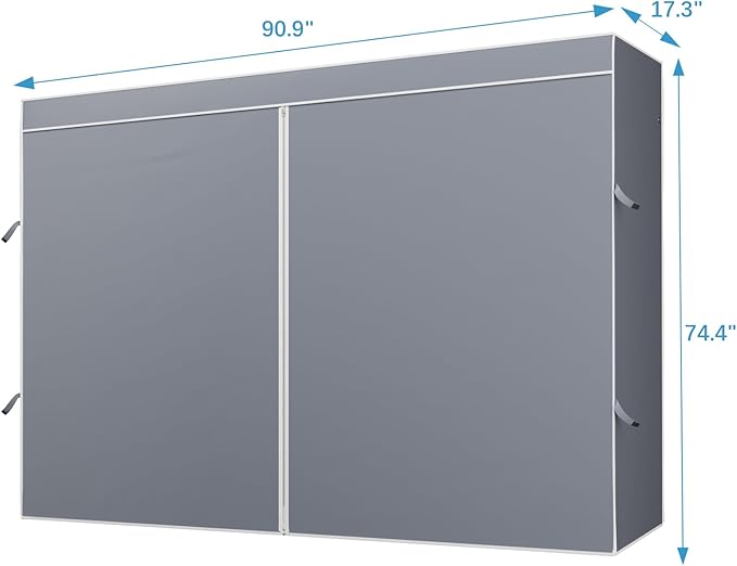 VIPEK Cover ONLY for V40 Plus/V50 Garment Rack, Dustproof Oxford Fabric Clothing Rack Cover with Zipper & Straps, 90.9" L X 17.3" W X 74.4" H, Grey