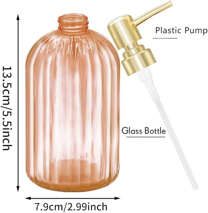 Ambre 2 Pack 14 Oz Kitchen Soap Dispenser with Pump, Transparent Bottle for Hand or Dish Soap