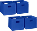 RiverRidge Folding Storage Bins with Handles Blue Cube Storage Organizer for Closet, Bedroom & Playroom - Closet Organizers and Storage Set of 4