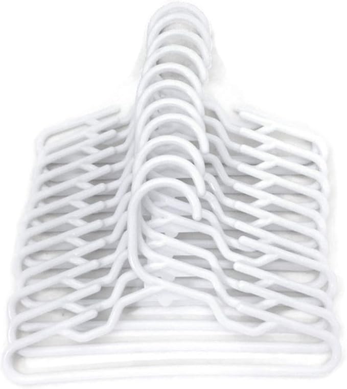 12 White Plastic Hangers fits 18 Inch Dolls Clothes