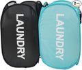 Larpur Pop Up Laundry Baskets, 2 Pack Mesh Laundry Hampers Collapsible Clothes Hampers for Home, Dorm, Travel (Black + Blue)