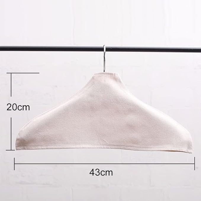 4 Pieces Hanger Non-Slip Cloth Cover Cotton and Linen Fabric Clothes Support Cloth Cover Clothes Hanger Cloth Cover for Home Clothing Store Use, 43 x 20cm, White