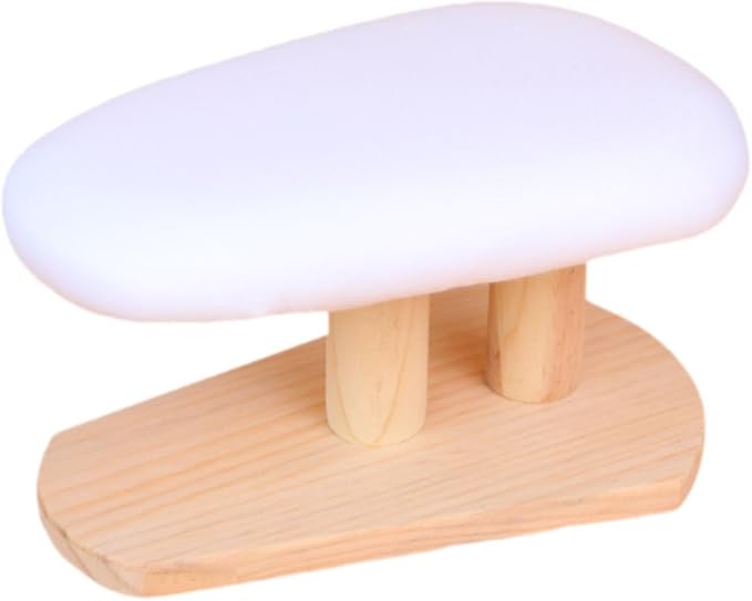 Mini Ironing Board with Wood Base Replacement Cover Ironing Stool Iron Board for Craft Rooms Household Collars Garments Cuffs, White 29cmx18cmx15cm
