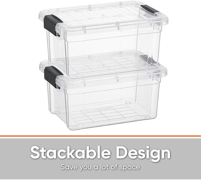 Superio Clear Plastic Storage Bin with Lid, 3.5 Qt, Non-Toxic, BPA Free, Odor Free, Organizer Storage Box, Stackable Plastic Tote for Home, Garage, School, and Office, X-Small