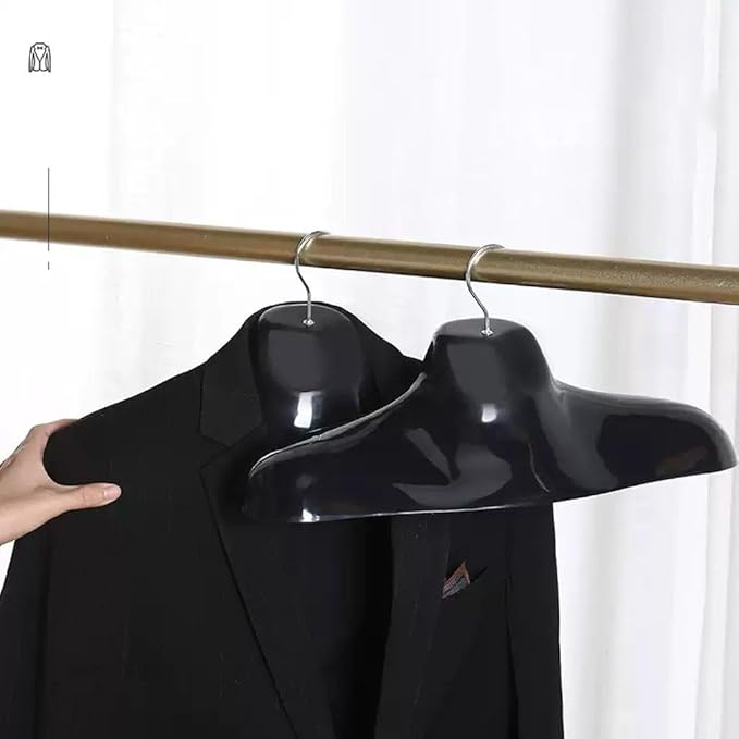 2pcs Clothes Hanger, Extra Thick Plastic Wide Shoulder Adult Mannequin Male Standard Clothing Hanger for Everyday Use