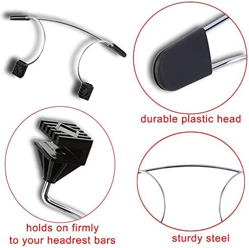 Metal Adjustable Car Coat Hanger, Stainless Steel Seat Hanger Clothes Holder for Suits Shirts Jackets (Black)