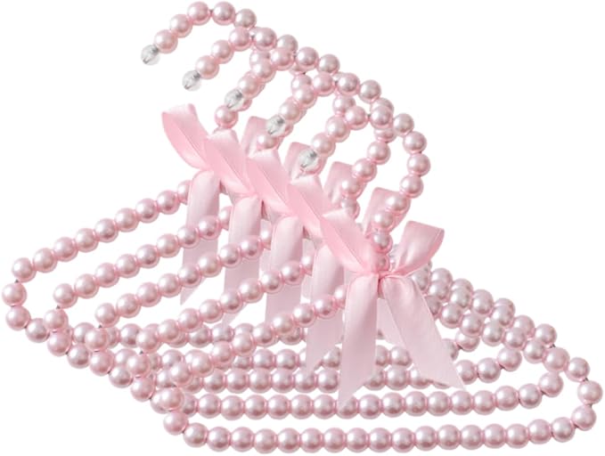 5Pcs Pearl Hangers for Clothes Boy Girl Clothing Hangers Pink for Nursery Closet Organizer Pet Clothes Decoration