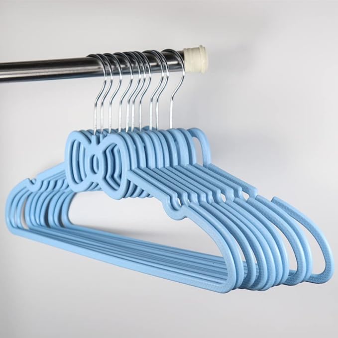 Cute Aesthetic Clothes Hangers Space Saving Plastic Hangers for Teen Girls Wardrobe Shirts Tops Coats Hangers Clothing Organizer Kawaii Girls Room Decor Kawaii Stuff Accessories (10, Blue Bowknot)