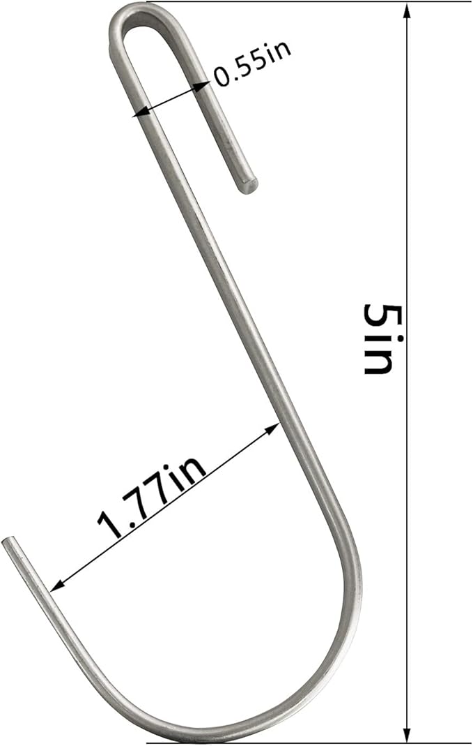 10pcs Stainless Steel Flat Hooks S Hooks Hangers for Kitchenware, Pots, Utensils, Plants, Towels, 5" L Size