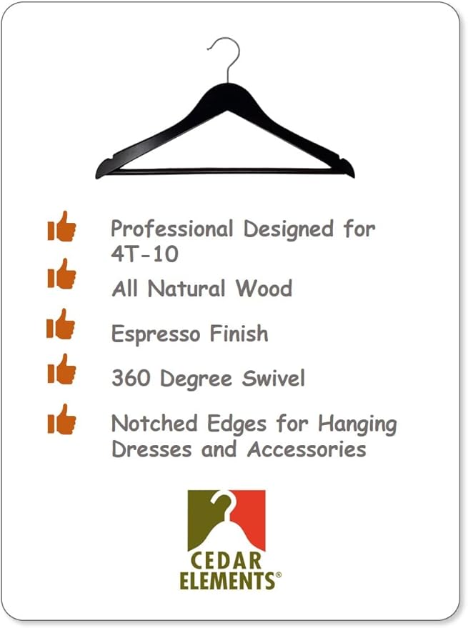 Kids Hangers (Espresso Wood, Children Hangers 4T-10)