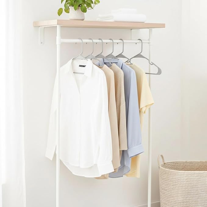 Utopia Home Plastic Hangers 30 Pack - Perfect Space Saving Clothes Hanger - Durable and Strong - Perfect Closet Organizers with Shoulder Grooves (Grey)