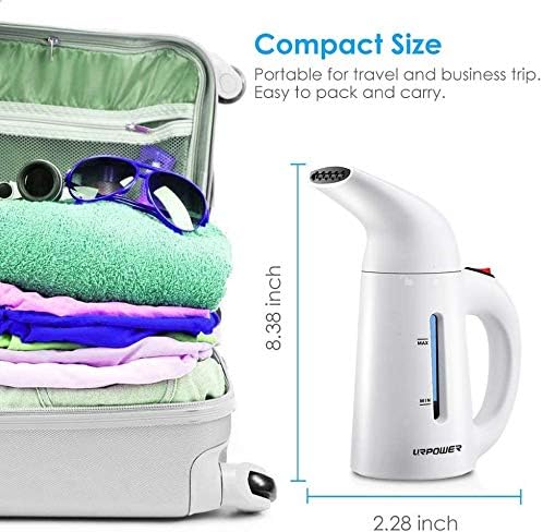URPOWER Updated 180ml Steamer for Clothes, 7-in-1 Portable Handheld Garment Steamer, Fast Heat-up Clothes Steamer, Travel Steamer, High Capacity Fabric Steamer for Home and Travel