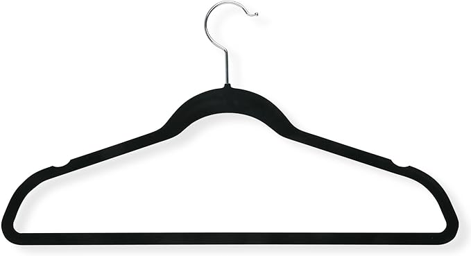 Honey-Can-Do HNG-01050 Ultra-Thin Non-Slip Velvet-Touch Hangers, Black, 20-Pack