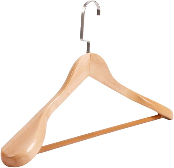 Kids Hangers Wide Shoulder Wooden Hangers Wood Suit Hanger Coat Hanger with Non Slip Pants Bar for Dress Jacket Heavy Clothes Hangers Khaki 45X25.5CM Blazer