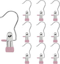 Hangers Clips,Stainless Multi Function Clip Hooks,Laundry Hanging Hooks Clips,Closet Hangers,Boot Clips， Hats Clips,Socks Clips,Pants Clips, Bras Clips (10, Pink)