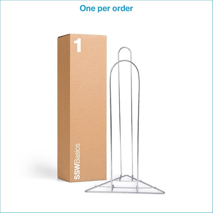SSWBasics Chrome Clothing Hanger Holder (Fits 50-75 Hangers) – Lightweight and Portable Laundry Room and Retail Hanger Organizer Stacker – for Adult Size Hangers