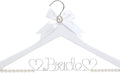 White Solid Wood Bridal Dress Hanger with Bridal Wire Lettering for Bridal Wedding Party Gift (White Coat Hanger Pearl Silver Thread)