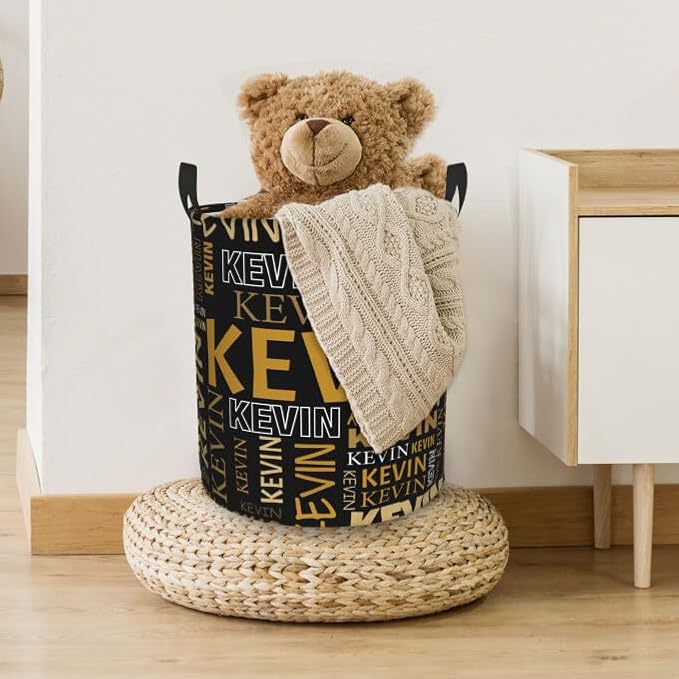 Custom Name Laundry Hamper, Personalized Dirty Clothes Hamper with Name for Bathroom Bedrooms Clothes Storage Organizer, Personalized Gifts for Boys Girls Men Women
