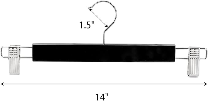 Tosnail 15 Pack 14-Inches Natural Wooden Hangers Skirt Pants Clothes Hangers with Clips Jeans Hangers - Black