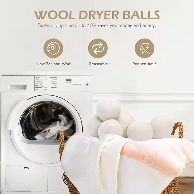 Organic Wool Dryer Balls: Eco-Friendly & Chemical-Free | Our Anti-Entanglement Reusable Balls Eliminate Wrinkle Static | 6-Pack XL Dryer Balls for Laundry is Made with New Zealand Wool (MER-Gry-Dog)