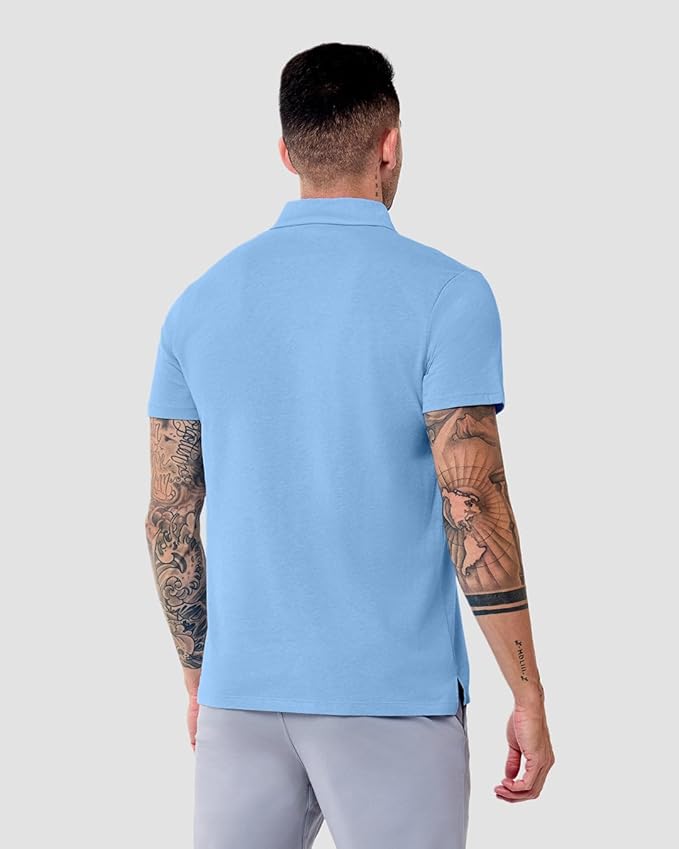 INTO THE AM Polo Shirts for Men - Slim Fit Short Sleeve Collared Shirt S - 4XL Fitted Collar Polos for Work