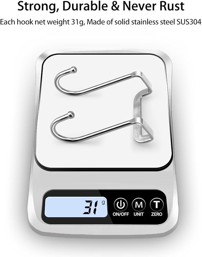 Poeland Over Cabinet Drawer Double Hooks 304 Stainless Steel Narrow Door Hook for Kitchen, Bathroom, Drawer, Wardrobe Door, Cabinet Door, Office Cubicle Partition Hook Pack of 4