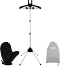 Steamer Stand for Clothes, Foldable Rotatable Garment Hanger for Steaming Clothes, Adjustable Height Steam Iron Stand Rack with Ironing Board and Glove for RV, Home, Hotel (Black)