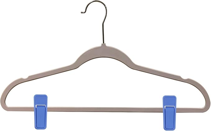 Premium Heavy Duty ABS Plastic Slim-line Hanger Set of Finger Clips for Velvet Hangers - 20 Pack (Blue)
