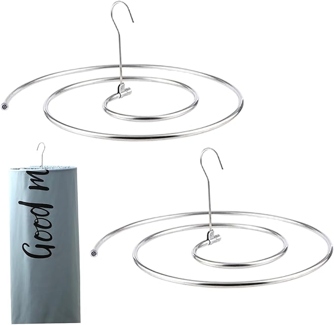 2Pcs Spiral Hanger 18Inch Round Spiral Shaped Drying Rack Stainless Steel Clothes Drying Rack Rotatable Space Saving Quilt Blanket Hanger for Home
