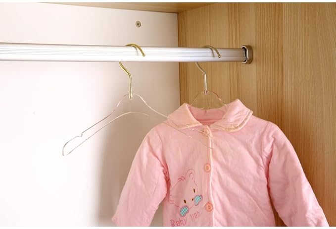 YBM Home Quality Acrylic Clear Hangers Made of Clear Acrylic for a Luxurious Look and Feel for Wardrobe Closet, Clothes Hangers Organizes Closet, Baby, Gold, 4113-6