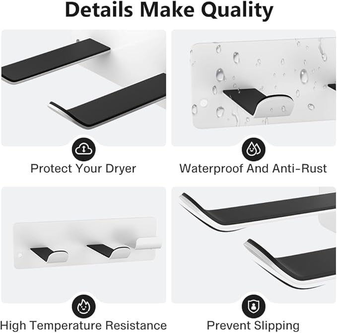 Hair Dryer Holder Wall Mount Compatible 304 Stainless Steel Blow Diffuser Holder Organizer Adhesive for The Bathroom White