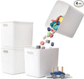 Plastic Storage Baskets Bins Boxes With Lids,Organizing Container White Storage Organizer Bins For Shelves Drawers Desktop Playroom Classroom Office,4-Pack