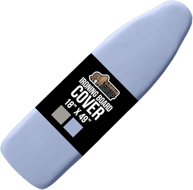 GORILLA GRIP The Original Ironing Board Cover and Pad, Silicone Coating, Thick Scorch Resistant Padding, Heavy Duty Iron Covers Standard Boards, Hook and Loop Fastener Strap, Blue, 18x49